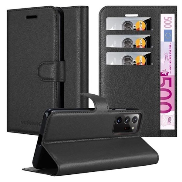 Cadorabo Fodral för Samsung Galaxy NOTE 20 PLUS i JET BLACK Skyddsfodral Magnetstängning Stativfunktion Kolsvart