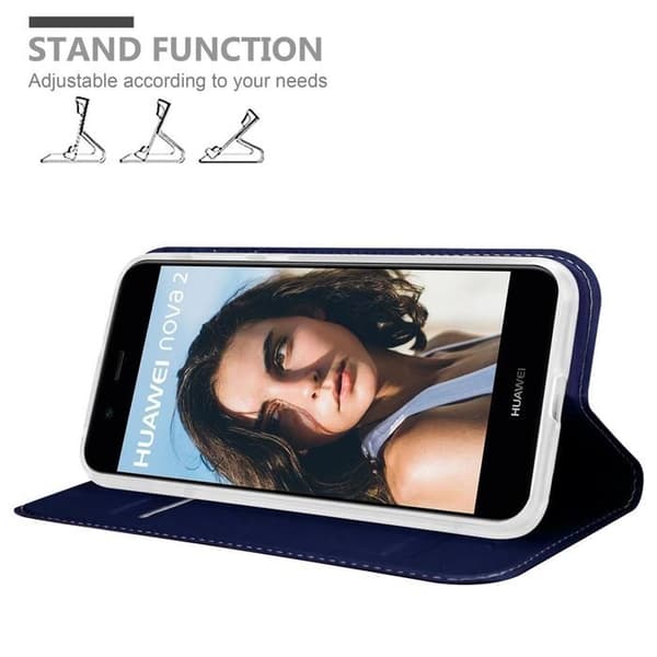 Flip-fodral för Huawei NOVA 2 Etui i MÖRKBLAU CLASSY Plånbok Stötsäker Blå