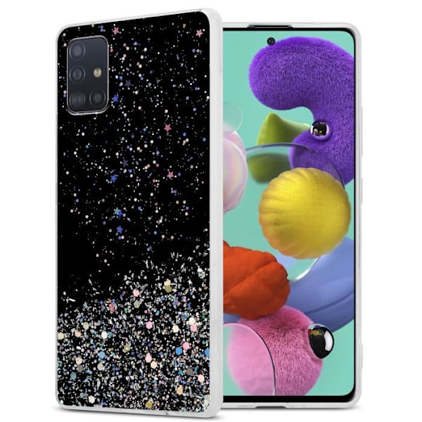 Fodral för Samsung Galaxy A51 5G Fodral i svart med glitterfodral Skyddande silikon TPU Glitter paljetter