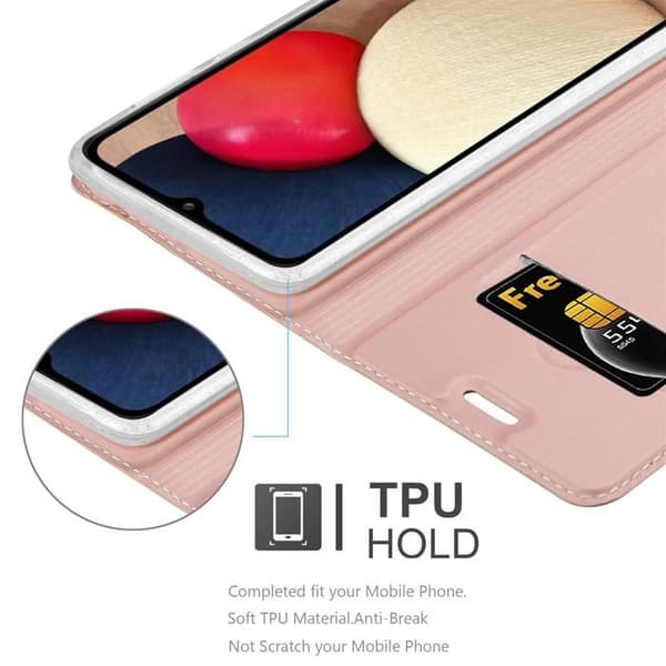 Flipfodral för Samsung Galaxy A02s Etui i CLASSY GULD ROSÉ Plånbok Stötsäker Ros