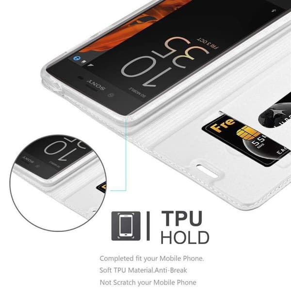 Flip-fodral för Sony Xperia XZ / XZs i CLASSY SILVER Plånbok Stötsäker Grå