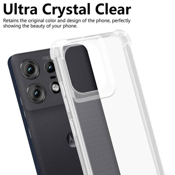 Transparent stötsäker silikonfodral för Motorola Moto Edge 50 Pro Vit