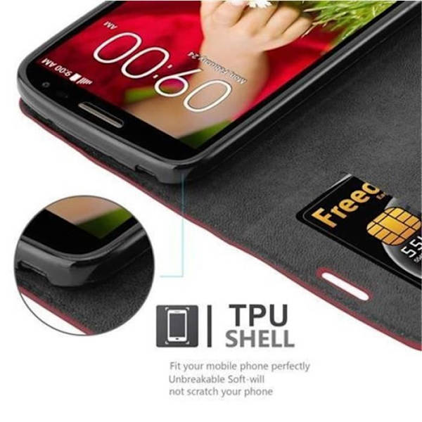 LG G2 MINI Fodral i APPLE RED från Cadorabo (INVISIBLE MAGNETIC CLOSURE Design) Helt skyddsfodral med Flip Flip