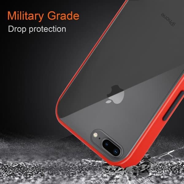 Skal för iPhone 6 PLUS / 6S PLUS / 7 PLUS / 7S PLUS / 8 PLUS i Frostad Röd - Svarta Knappar Stötskydd Vit