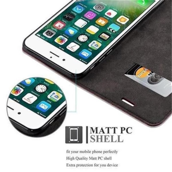Apple iPhone 8 - iPhone 7 - iPhone 7S Fodral i APPLE RED från Cadorabo (INVISIBLE MAGNETIC CLOSURE Design) Fodral Röd