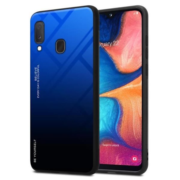 Coque - CADORABO - Samsung Galaxy A10e / A20e - BLÅ - SVART - Halkskyddande skydd MÖRKBLÅ