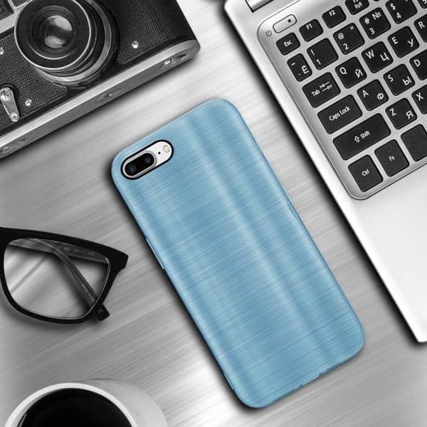 Skal för iPhone 7 PLUS / 7S PLUS / 8 PLUS Borstad Turkos Kameraskydd Blå