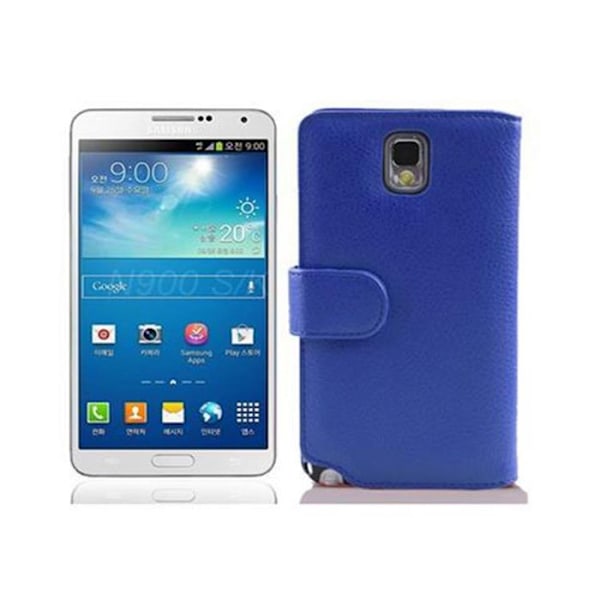 Coque för Samsung Galaxy NOTE 3 Etui i himmelsblå Hülle Skydd i strukturerat konstläder med fack Blå