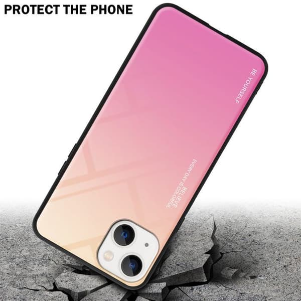 iPhone 14 PLUS Fodral i GUL - ROSA Stötsäker Bicolor Design Svart