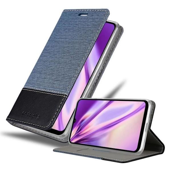 Coque - CADORABO - Huawei Y6P - Similskinn - Magnetisk stängning - Ställfunktion MÖRKBLÅ, SVART