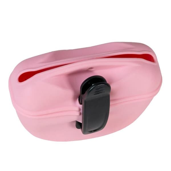Hundgodispåse i silikon rosa 13 x 5 x 10,5 cm - träningsväska med bältesklipp för foder och våtfoder Ros