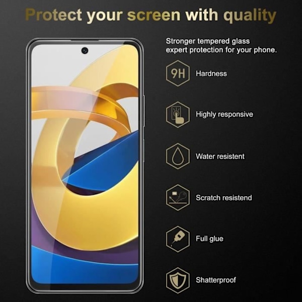 Härdat glasskärm för Xiaomi POCO M4 PRO 5G skyddsfilm i HÖGT TRANSPARENT härdat härdat glas Transparent