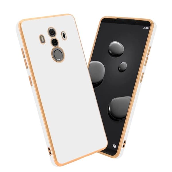Fodral för Huawei MATE 10 PRO Glansig Vit - Guld med skydd för kamera Vit
