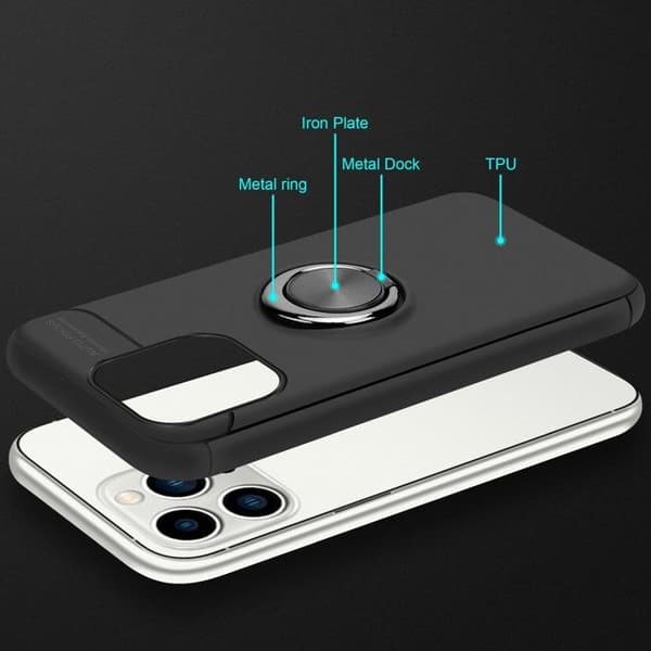 iPhone 14 PRO SKYDDSSKAL SVART - GRÅ FOKUSERINGSRING Svart