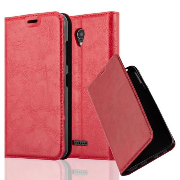 Lenovo A PLUS-fodral i APPLE RED från Cadorabo (INVISIBLE MAGNETIC CLOSURE Design) Helt skyddsfodral med flipflik