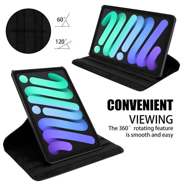 Housse - Cadorabo - Fodral för Apple iPad MINI 6 - Syntetiskt läder - 360° skydd - Stödfunktion NOIR SUREAU