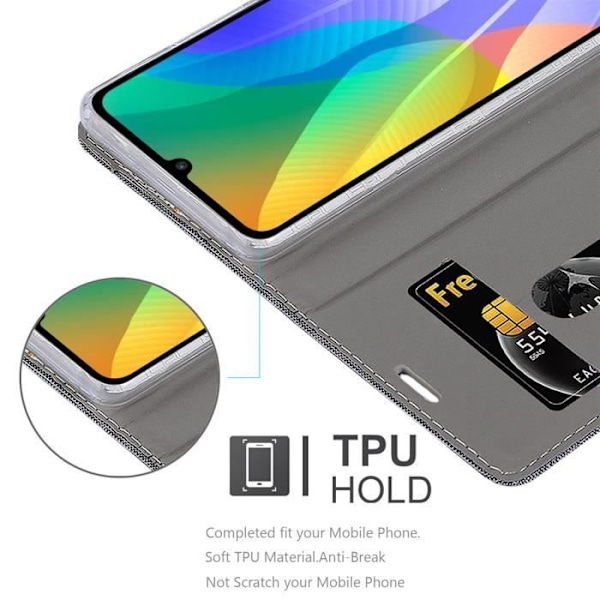 Coque för Huawei Y6P - CADORABO - Fodral i konstläder - Grå svart - Magnetstängning - Ställfunktion MÖRKGRÅ