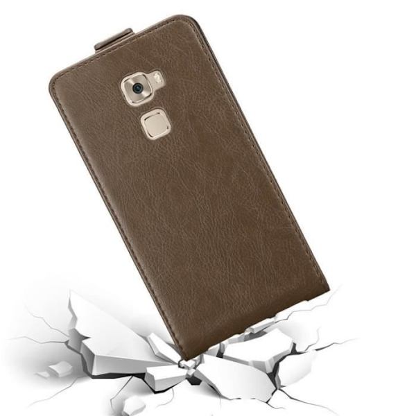 Flip-fodral - CADORABO - Huawei MATE S - Brunt konstläder - Magnetisk stängning - Fullständigt skydd kastanj