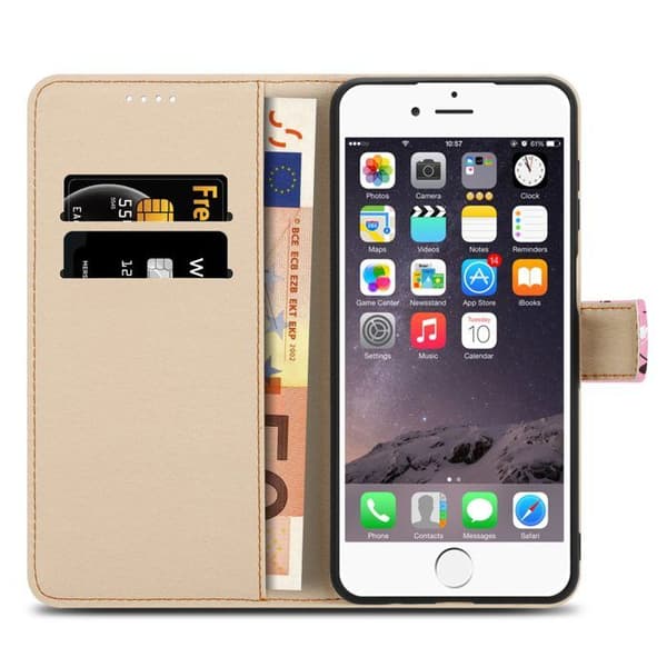 Etui för iPhone 6 / 6S Fodral med flip i Blomregn Nr. 6 Skydd Plånbok Ros