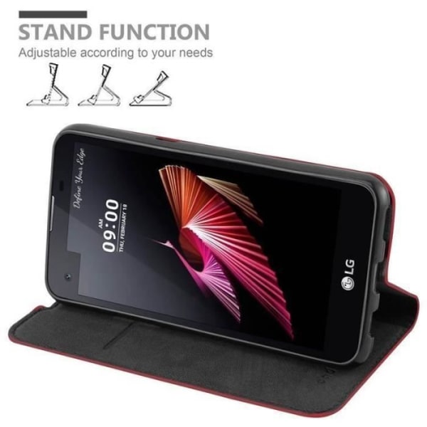 LG X SCREEN Fodral i APPLE RED från Cadorabo (INVISIBLE MAGNETIC CLOSURE Design) Helt skyddsfodral med flipskydd