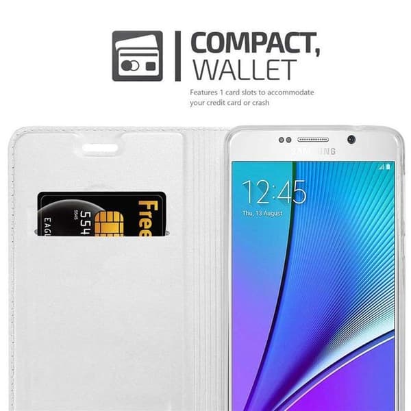 Flip-fodral för Samsung Galaxy NOTE 5 Fodral i KLASSISK SILVER Plånbok Stötsäker Grå