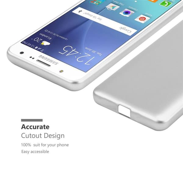 Skyddsfodral för Samsung Galaxy J7 2015 Skyddsfodral i MATTE SILVER Metallic Design Grå