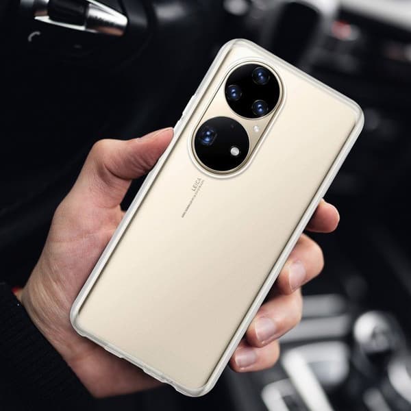 Transparent stötsäker silikonfodral för Huawei P50 PRO Vit