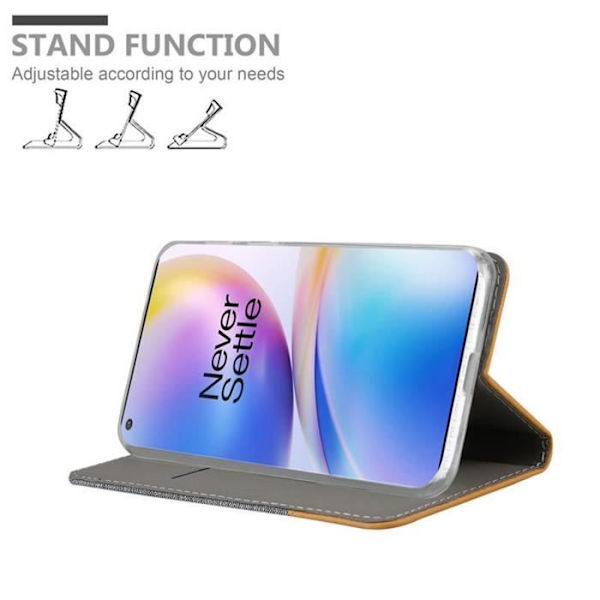 Coque - CADORABO - OnePlus 8 PRO - Ljusgrå Brun - Magnetisk Stängning - Ställfunktion LJUSGRÅ BRUN