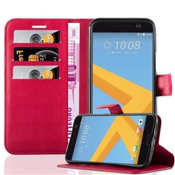 Cadorabo Fodral HTC 10 RED Fodral Fodral Fullt skydd Magnetlås (stöder stativ och kortplats) RÖD