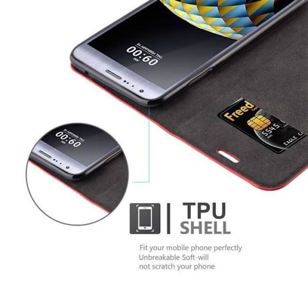LG X CAM-fodral i APPLE RED från Cadorabo (INVISIBLE MAGNETIC CLOSURE Design) Helt skyddsfodral med flipflik
