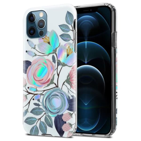 Skal för iPhone 12 PRO MAX i PIONER Blomsterdesign Skyddsetui Vit