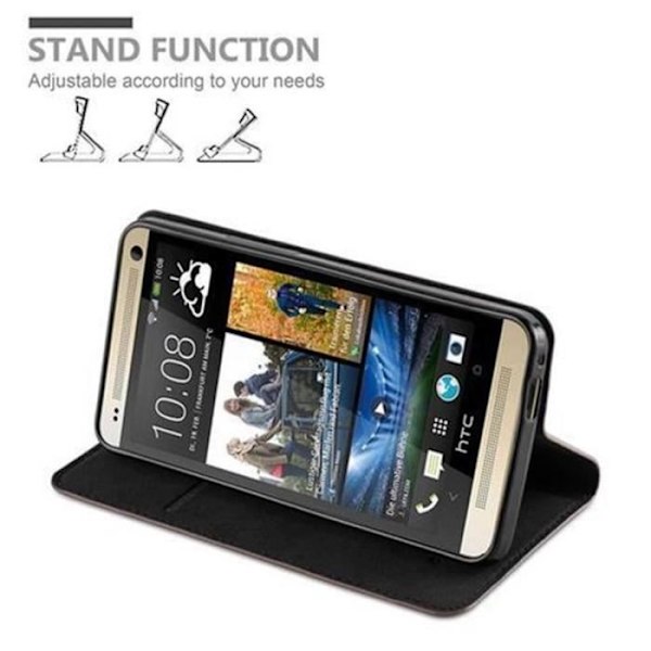 Cadorabo Fodral för HTC ONE M7 (1. Gen) KAFFEBRUN Osynlig MAGNETSTÄNGNING Fodral Fodral stöder stativ och kortplats