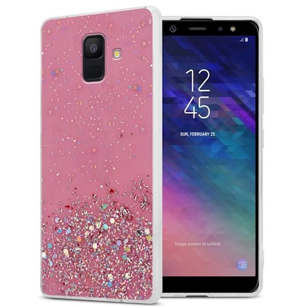 Coque - CADORABO - Samsung Galaxy A6 2018 - Silikon TPU - Stötsäker - Glittrande Design Rosa