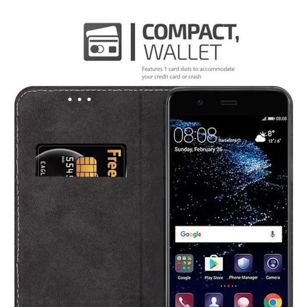 Coque Huawei P10 - CADORABO - Röd Svart - Syntetiskt läder - Magnetstängning röd svart