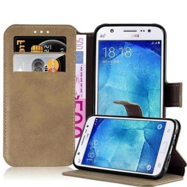 Retroetui för Samsung Galaxy J5 (5) - Modell 2015 - Svart - Syntetläder - Inbyggt fodral Svart