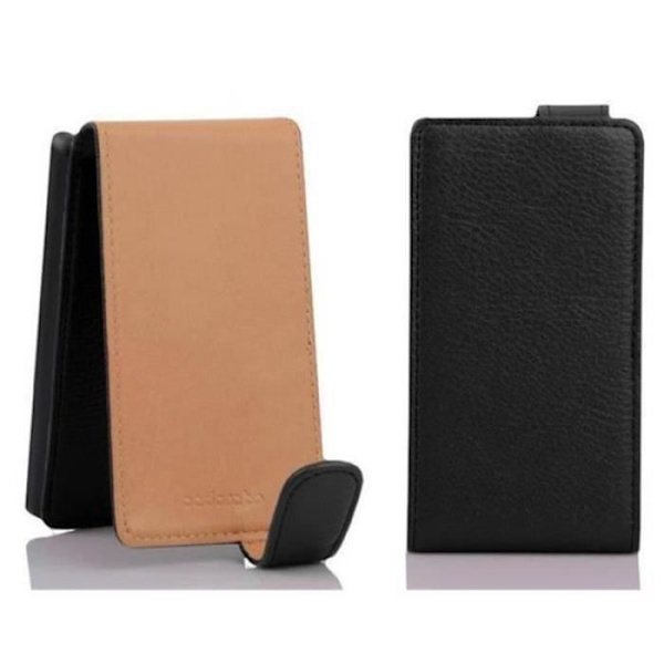 Cadorabo Fodral Nokia Lumia 630 / 635 DESIGN FLIP Style Fodral Fodral Imiterat läder Struktur JET SVART