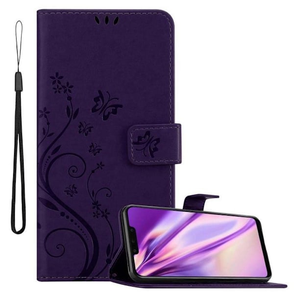 Coque för Huawei MATE 20 LITE - Cadorabo - Blommig - Syntetläder - Magnetisk - Få komplett skydd Lila