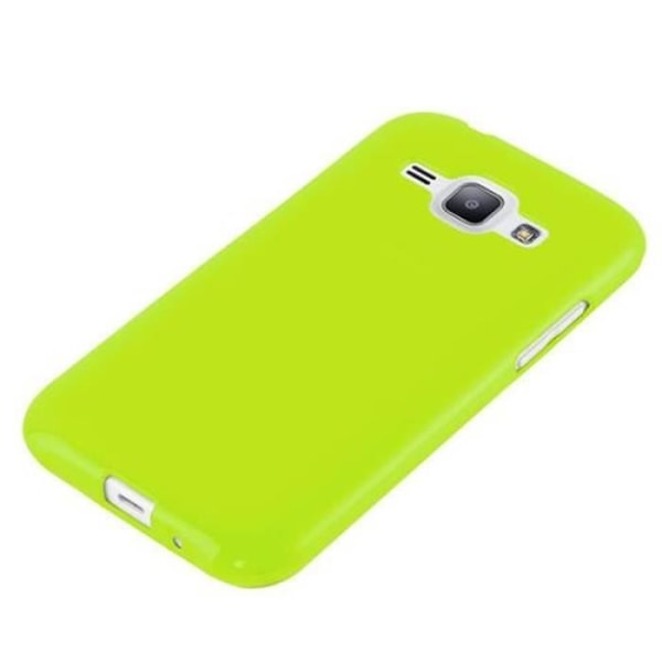 Samsung Galaxy J1 2015 (5) JELLY GREEN Fodral Cadorabo DESIGN JELLY TPU Silikon Skyddsfodral Cover Ultra Slim Bumper