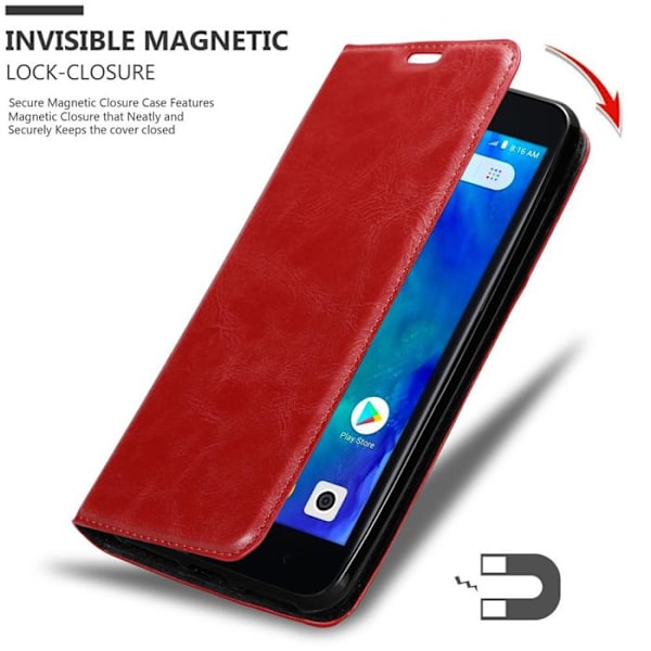 Skydd för Xiaomi RedMi GO Fodral i RÖD APPLE Etui Case Cover Skydd Plånbok Wallet Röd