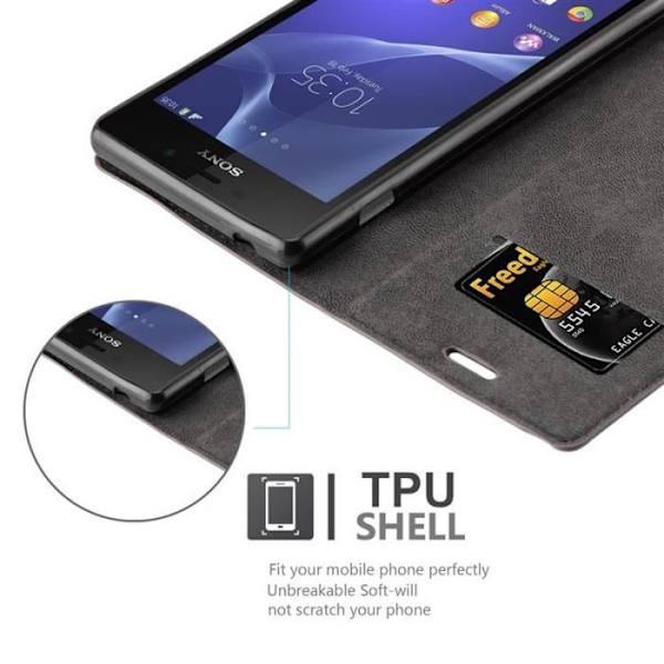 Sony Xperia M2-fodral i KAFFEBRUNT från Cadorabo (INVISIBLE MAGNETIC CLOSURE Design) Helt skyddsfodral med flipflik