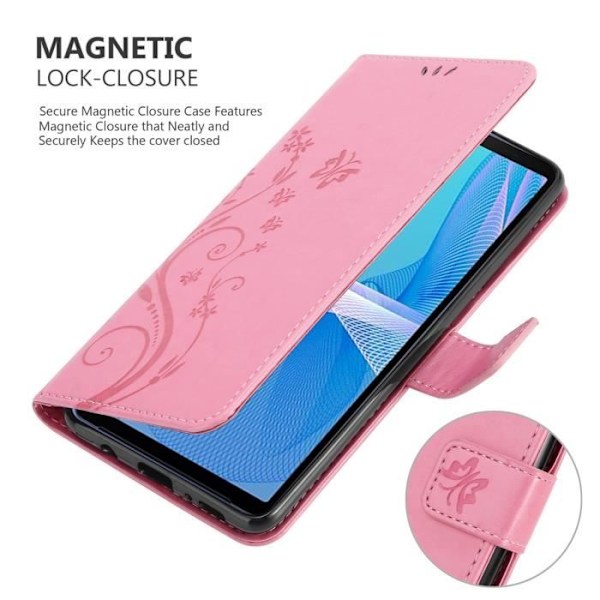 Skydd för Sony Xperia 10 III - CADORABO - Blommigt fodral - Konstläder - Ställfunktion - Fullständigt skydd Rosa blommig