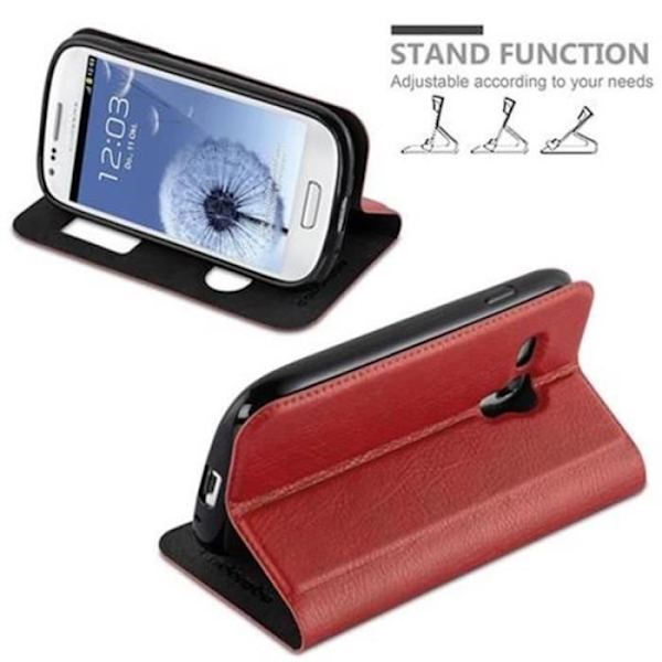 Samsung Galaxy S3 MINI Fodral i SAFFRAN RÖTT från Cadorabo (Design VIEW) Helt skyddsfodral med flipskydd, stativ