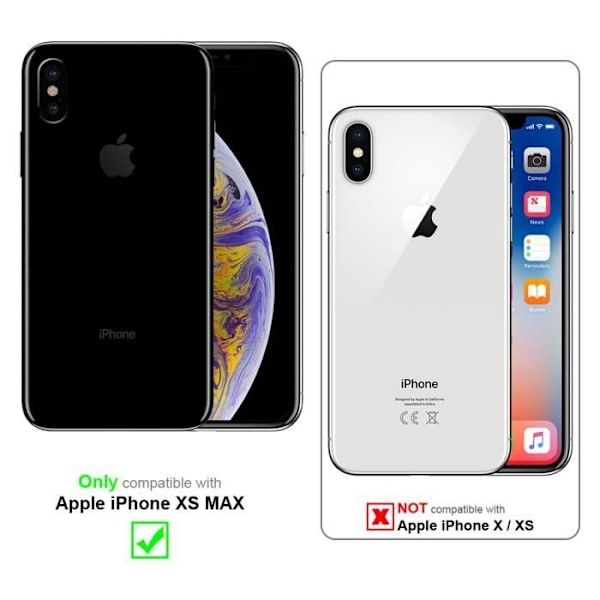 Coque - CADORABO - iPhone XS MAX - Mörkröd - Bokfodral - Silikon TPU - Magnetisk stängning Mörkröd