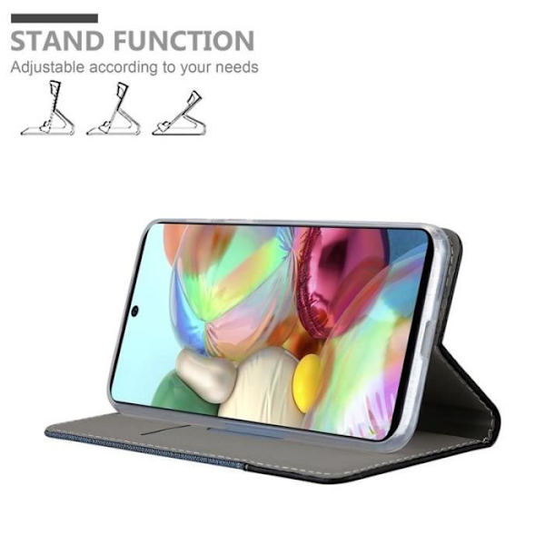 Coque - CADORABO - Samsung Galaxy A71 - Similicuir - Design Jeans - Magnetisk Stängning Blå