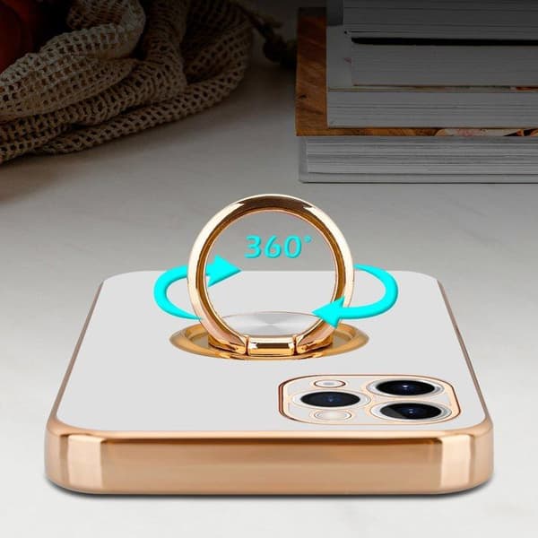 iPhone 11 PRO MAX Glansig Vit - Guld med kameraskydd Vit