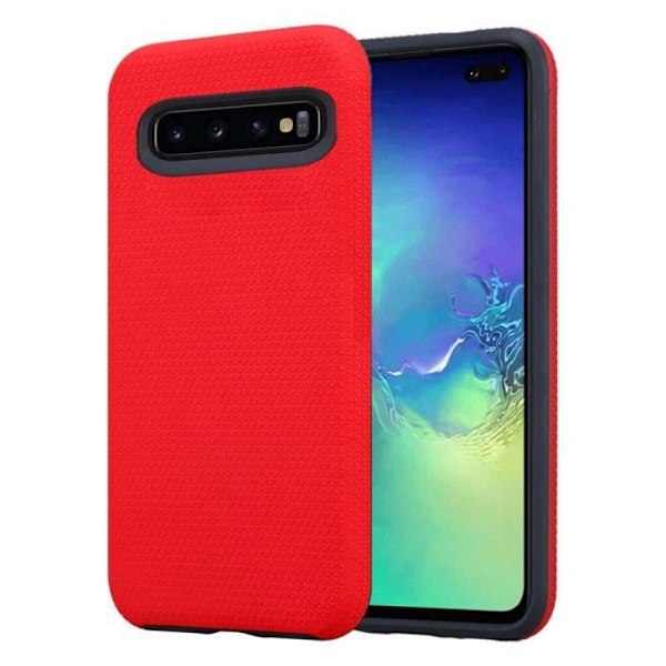 Coque - CADORABO - Samsung Galaxy S10 PLUS - Röd Krysantemum - Antislipsskydd - Triangulär Design ROUGE OEILLET