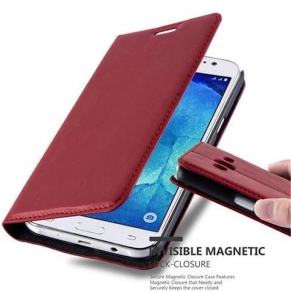 Samsung Galaxy J5 2015 (5) Fodral i APPLE RÖD från Cadorabo (INVISIBLE MAGNETIC CLOSURE Design) Fodral med fullständigt skydd