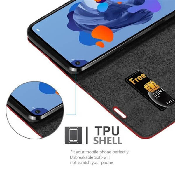 Étui - CADORABO - Huawei MATE 30 LITE - Röd - Magnetisk - Horisontell Ställning Röd