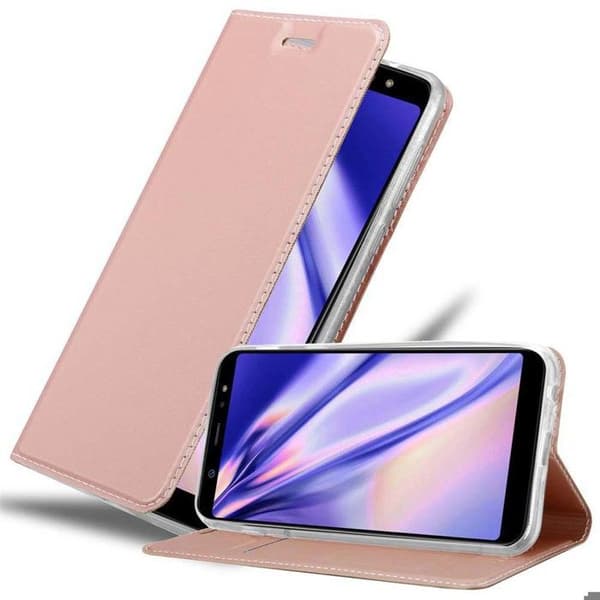 Fodral med lock för Samsung Galaxy A6 PLUS 2018 Etui i CLASSY GULD ROSÉ Skydd Plånbok Ros