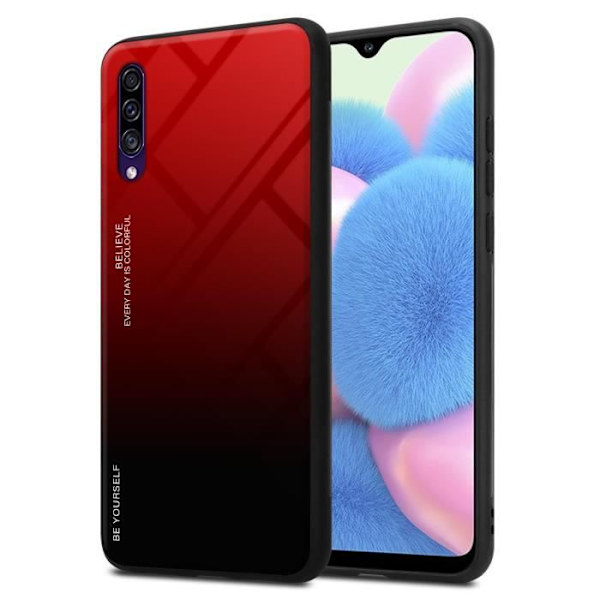 Coque - CADORABO - A50 4G / A50s / A30s - Halkyddande skydd - Trendig design - Tvåfärgad RÖD - SVART RÖD SVART